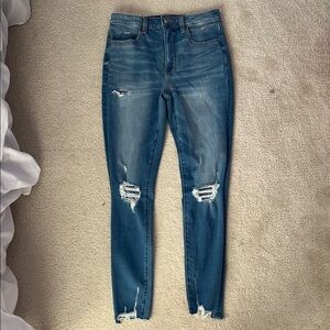American Eagle Outfitters Blue Skinny Jeans with Vintage Fading